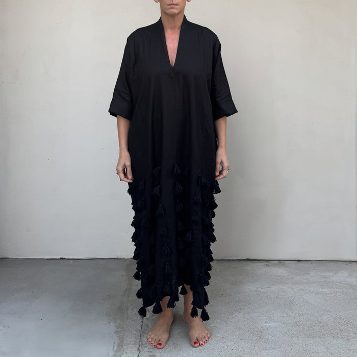 Alevi Kaftan Pure Black Linen